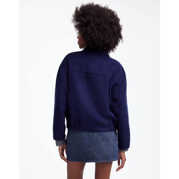 Madewell Double-Faced Rounded-Sleeve Jacket Long Sleeve True Midnight Size S NWT - Picture 2 of 12